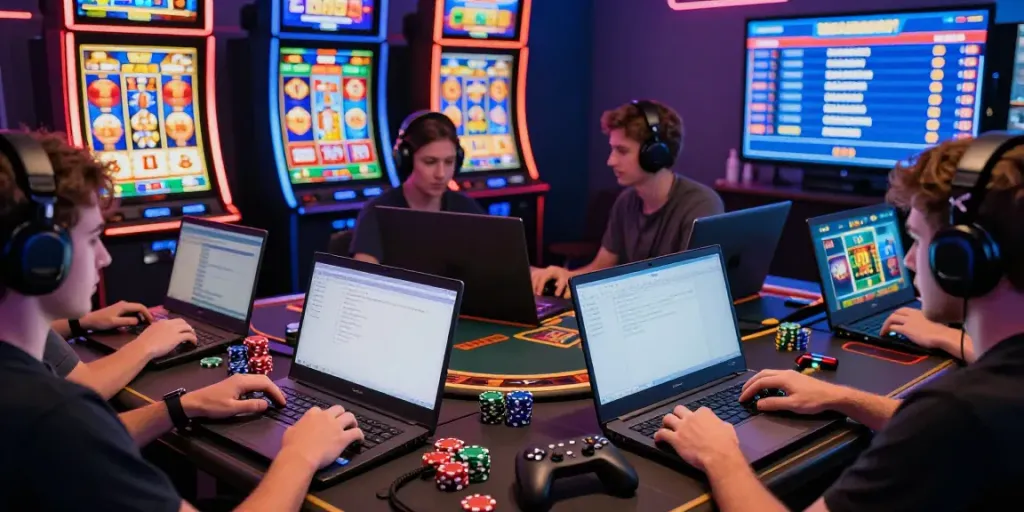 Engaged players enjoying various games at https://nbet.group/ with vibrant visuals and dynamic elements.