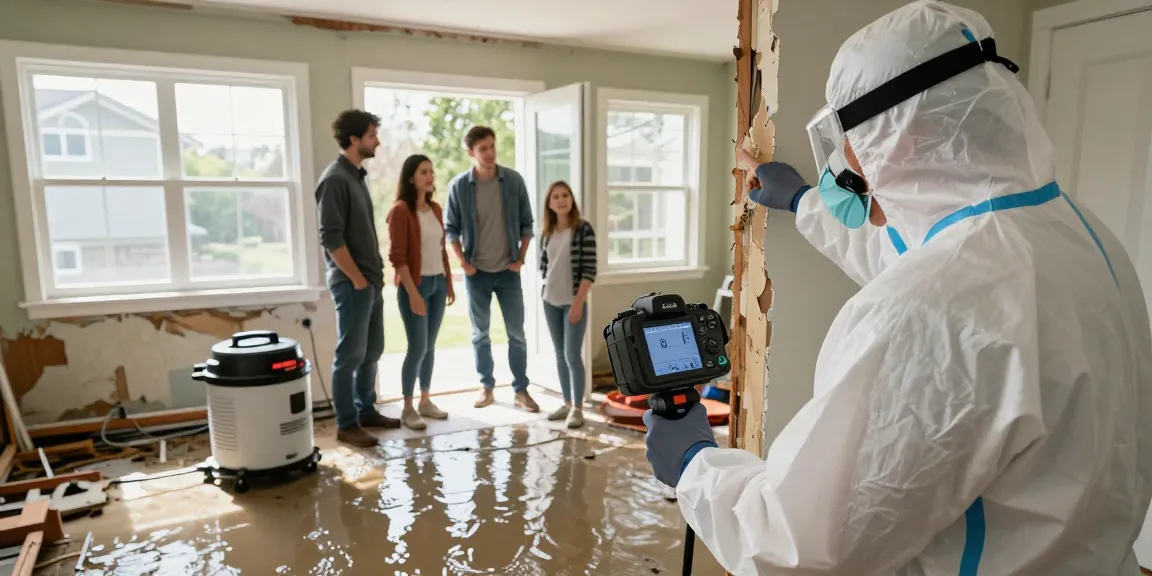 Water Damage Restoration North Vancouver expert extracting water in a flooded basement with advanced equipment.
