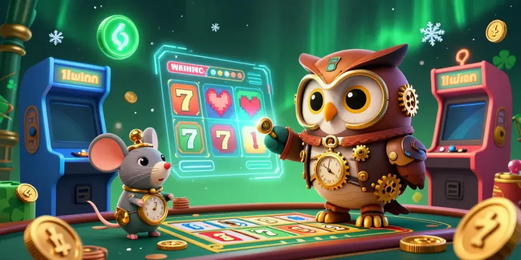 Experience the excitement of 11winn's casino gaming world with vibrant characters and lively elements.