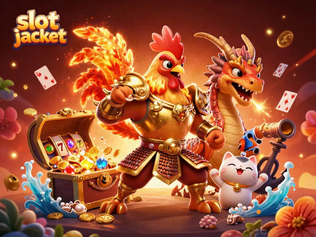Experience the thrill of slot jackpots with this vibrant 3D scene featuring exciting characters and rich game elements.
